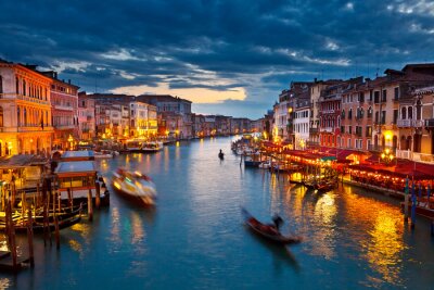 Fotobehang Grand Canal in de nacht, Venetië