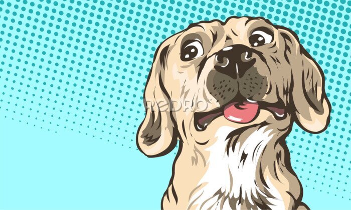 Fotobehang Grappige hond in cartoonstijl