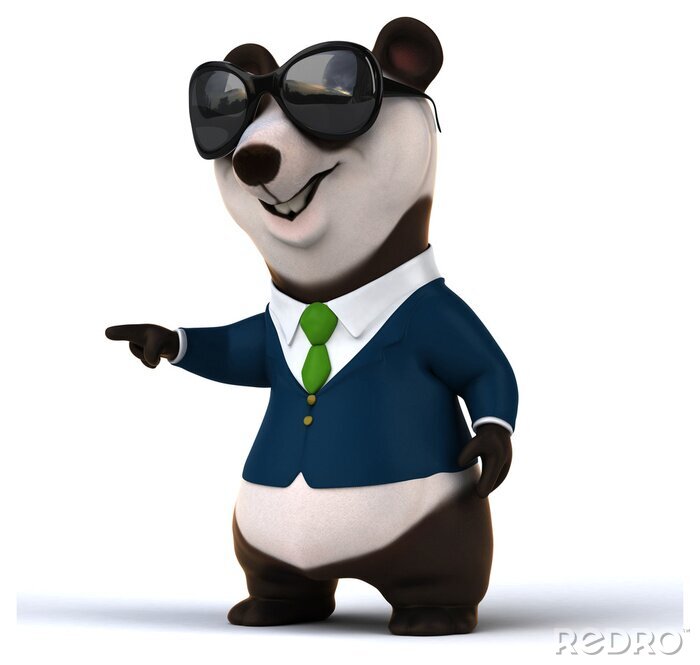Fotobehang Grappige panda met bril