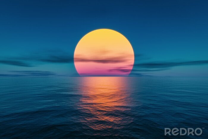 Fotobehang great sunset over the ocean
