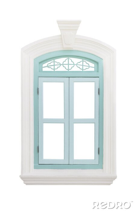 Fotobehang Green classic window frame isolated