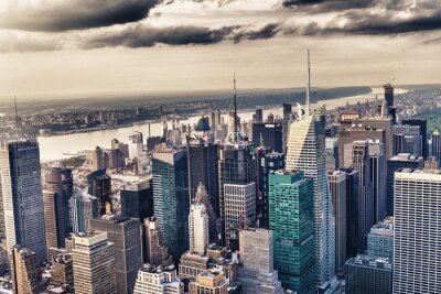 Fotobehang Grijs-blauw uitzicht over Manhattan