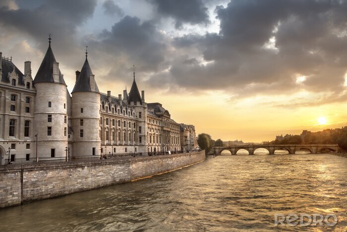Fotobehang Grijs landschap met Parijs