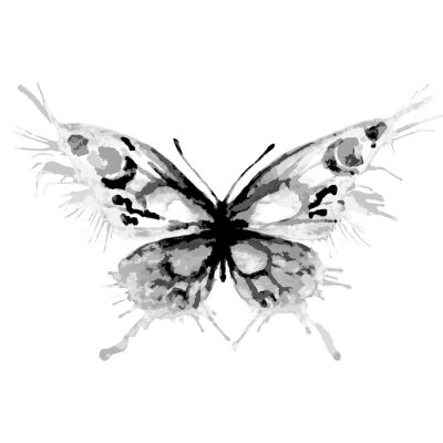 Fotobehang Grijs vlindersilhouet