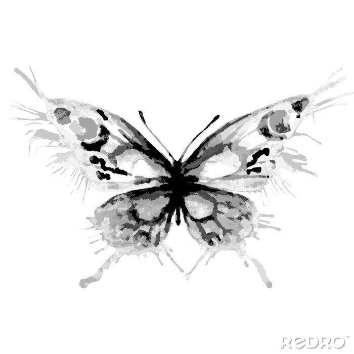 Fotobehang Grijs vlindersilhouet