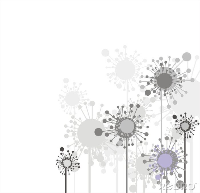 Fotobehang Grijze bloemen op een witte achtergrond