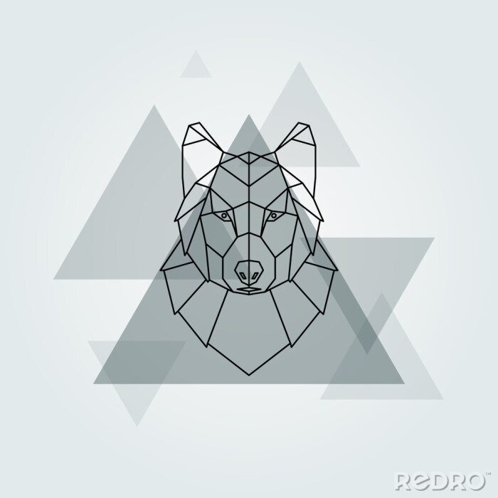 Fotobehang Grijze driehoeken en wolfskop