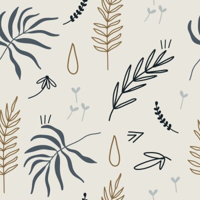 Grijze en beige bladeren in Scandinavische stijl