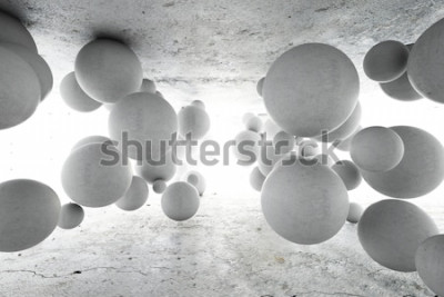 Fotobehang Grijze geometrische bollen in 3D-ruimte