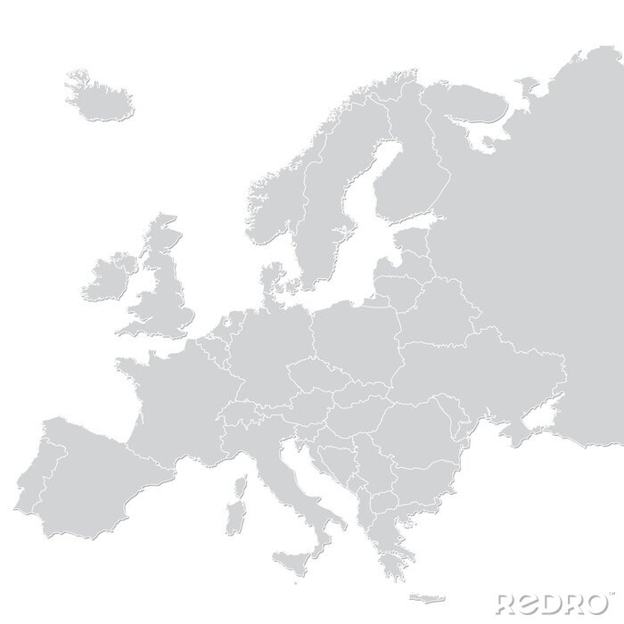 Fotobehang Grijze kaart met Europa