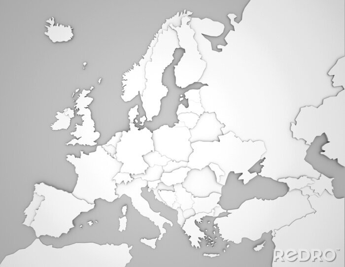 Fotobehang Grijze kaart van Europa