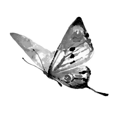 Fotobehang Grijze vlinder in beweging