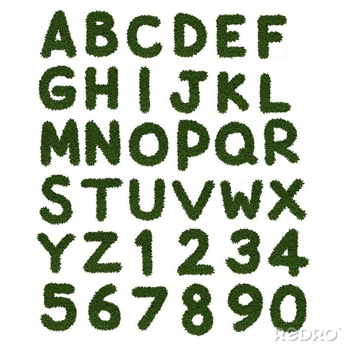 Fotobehang Groen alfabet gemaakt van gras