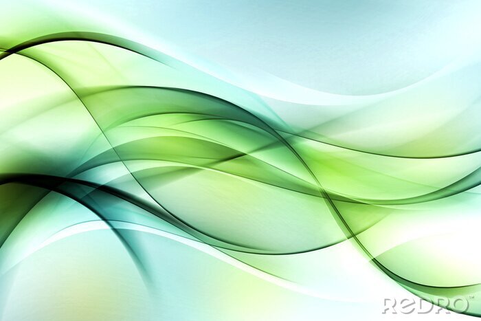 Fotobehang Groen-blauwe abstracte golven