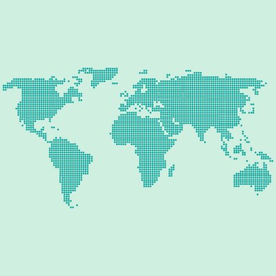 Fotobehang Groen gestippelde wereldkaart
