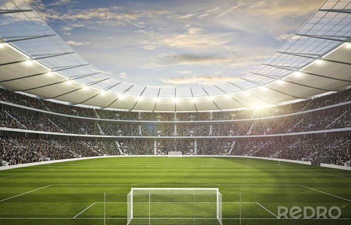 Fotobehang Groen grasveld in het stadion