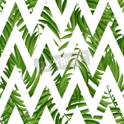 Fotobehang Groen motief en zigzaggen