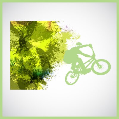 Fotobehang Groen motief met fiets