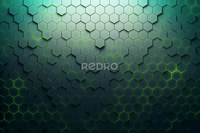 Fotobehang Groen zeshoekpatroon