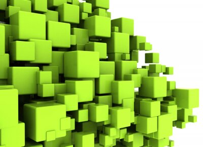 Fotobehang Groene 3D kubussen