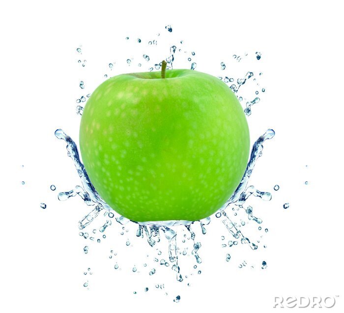 Fotobehang Groene appel in water