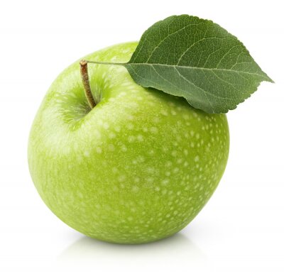 Fotobehang Groene appel met een blad