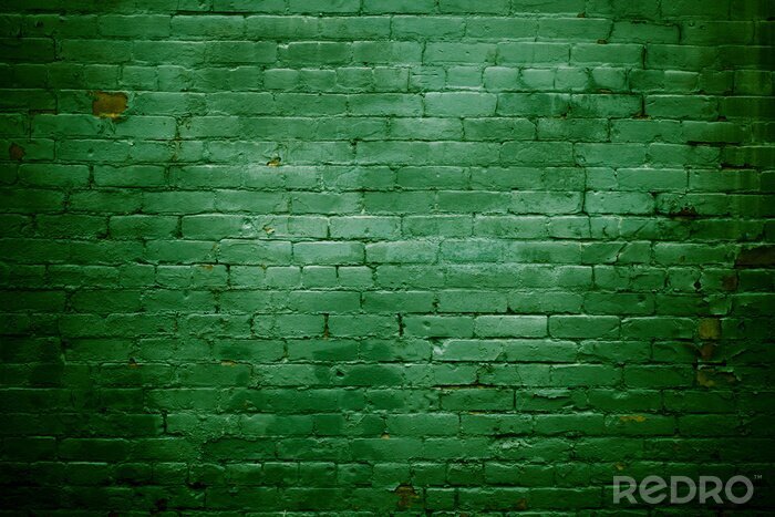 Fotobehang Groene bakstenen muur