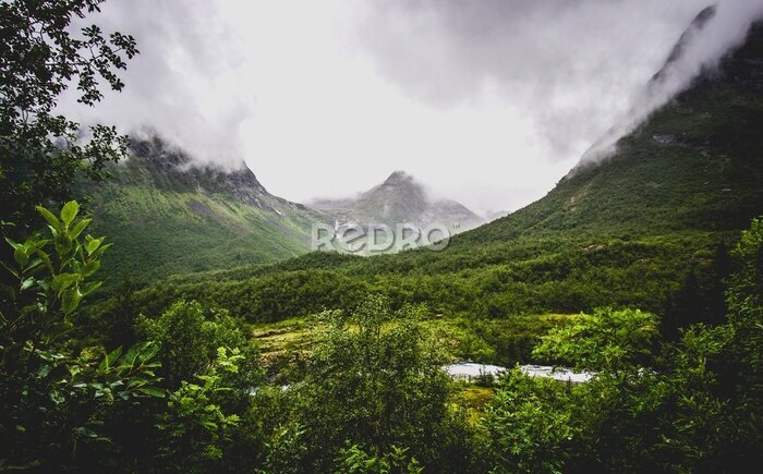 Fotobehang Groene berg in Noorwegen