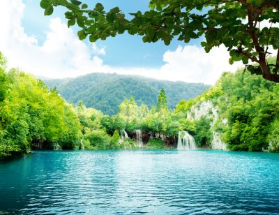 Fotobehang Groene bergen en watervallen