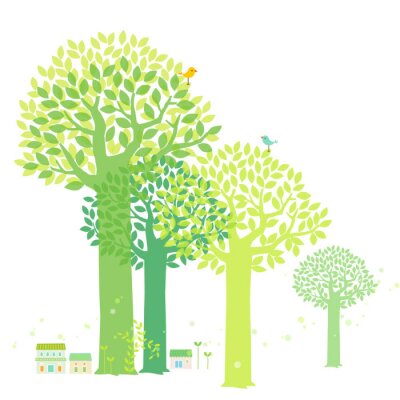 Fotobehang Groene boom voor kinderen