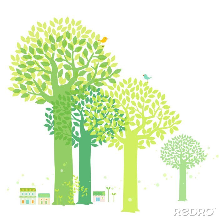 Fotobehang Groene boom voor kinderen