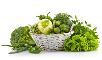 Fotobehang Groene groenten in een mandje
