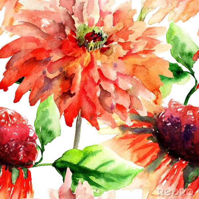 Fotobehang Grote bloemen beschilderd met verf