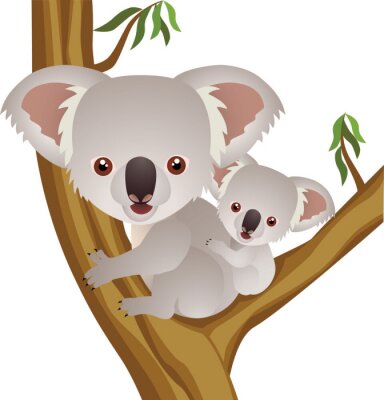 Grote en kleine koala op de boom