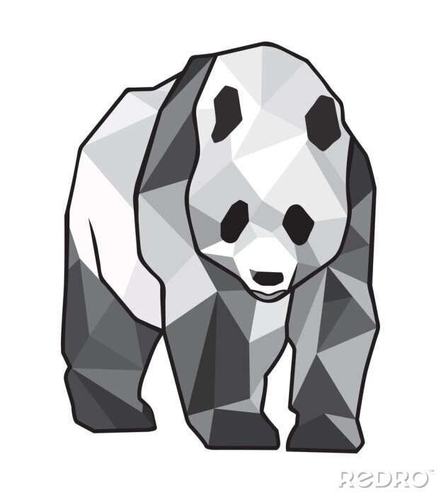 Fotobehang Grote panda in geometrische stijl