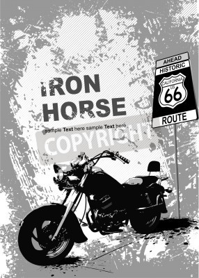 Fotobehang Grunge grijze achtergrond met motorfiets beeld