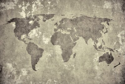 Fotobehang grunge map of the world