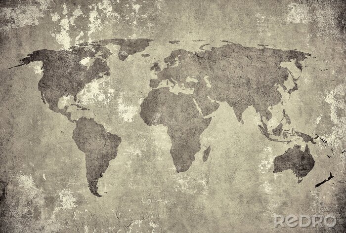 Fotobehang grunge map of the world