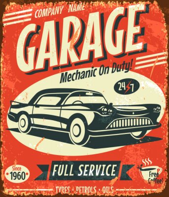 Fotobehang Grunge retro auto service teken. Vector illustratie.