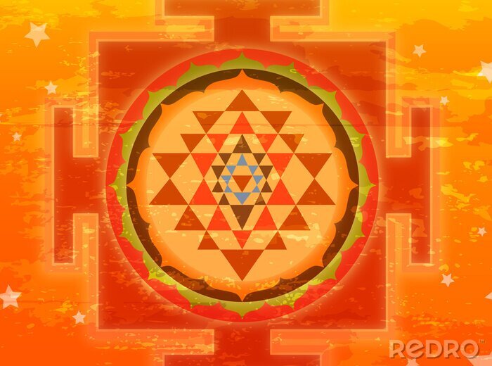 Fotobehang Grunge Shree Yantra