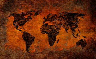 Fotobehang Grunge wereldkaart in vintage stijl