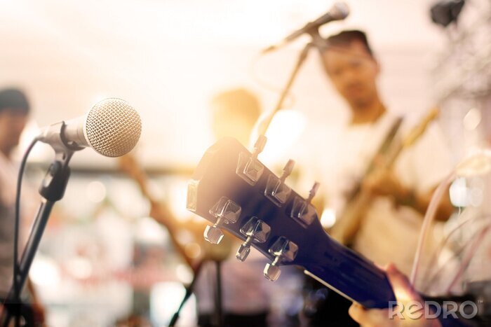 Fotobehang Guitarists on stage for background, soft and blur concept