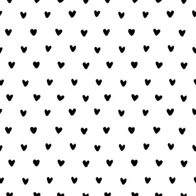 Hand getekende doodle kleine zwarte inkt harten op een witte achtergrond. Naadloos patroon. Vector illustratie.