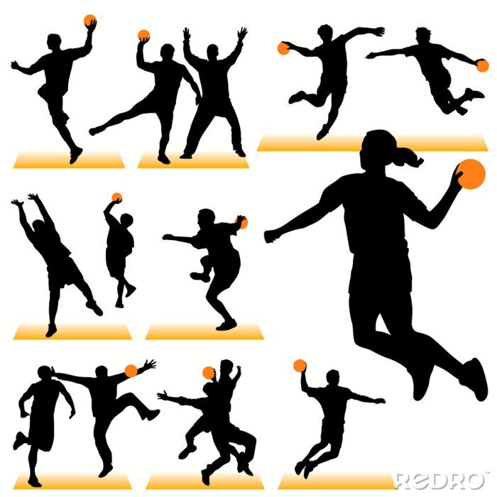 Fotobehang Handbal silhouetten