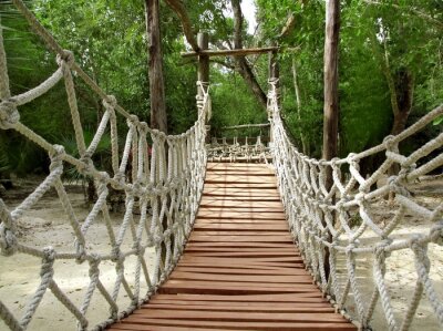 Fotobehang Hangbrug in een touwpark