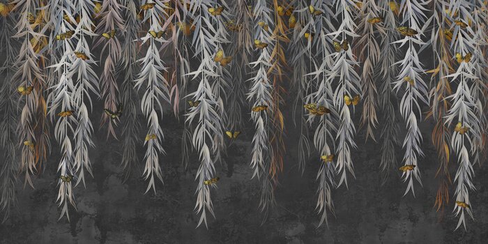 Fotobehang Hangplanten en vlinders