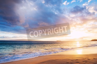 Fotobehang Hawaiiaanse zonsondergang op het strand