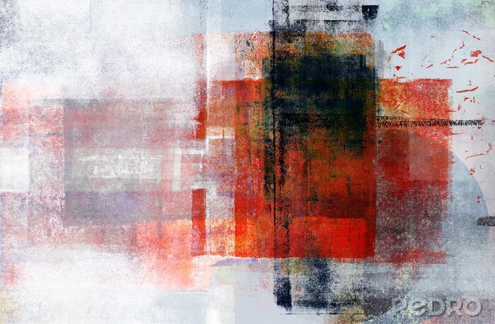 Fotobehang Hedendaagse abstractie met een rood accent