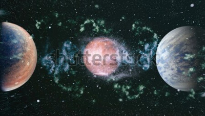 Fotobehang Heelal planeten in het donker
