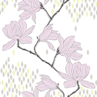 Fotobehang Helder motief met magnolia